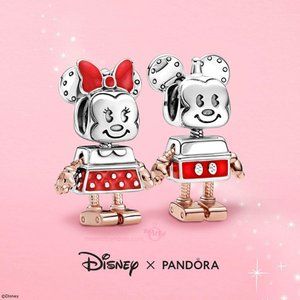 Authentic Pandora x Disney Mickey and Minnie Robot Charm Set BRAND NEW
